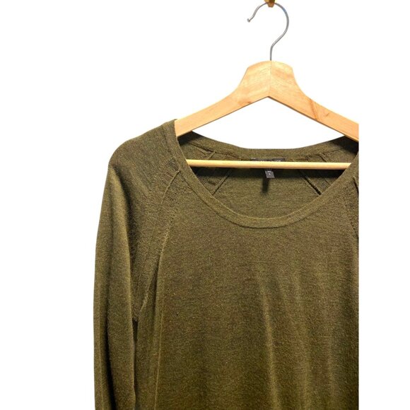 Eileen Fisher 100% Merino Wool Scoopneck Sweater Olive Green Size L Minimalist - Picture 8 of 13